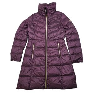 Michael Kors Down Puffer Coat Womens XS Plum Purple‎ Gold Hardware Packable